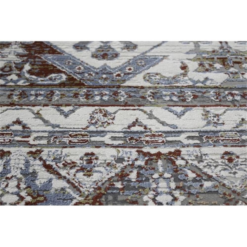 Bashian Collection Luxury Power Loom Viscose & Polyester Area Rug - 2.6’ x 8’ Ivory/Red Runner Rug for Entryway, Living Room, Bedroom - Soft & Durable Home Decor for Modern Interior Design