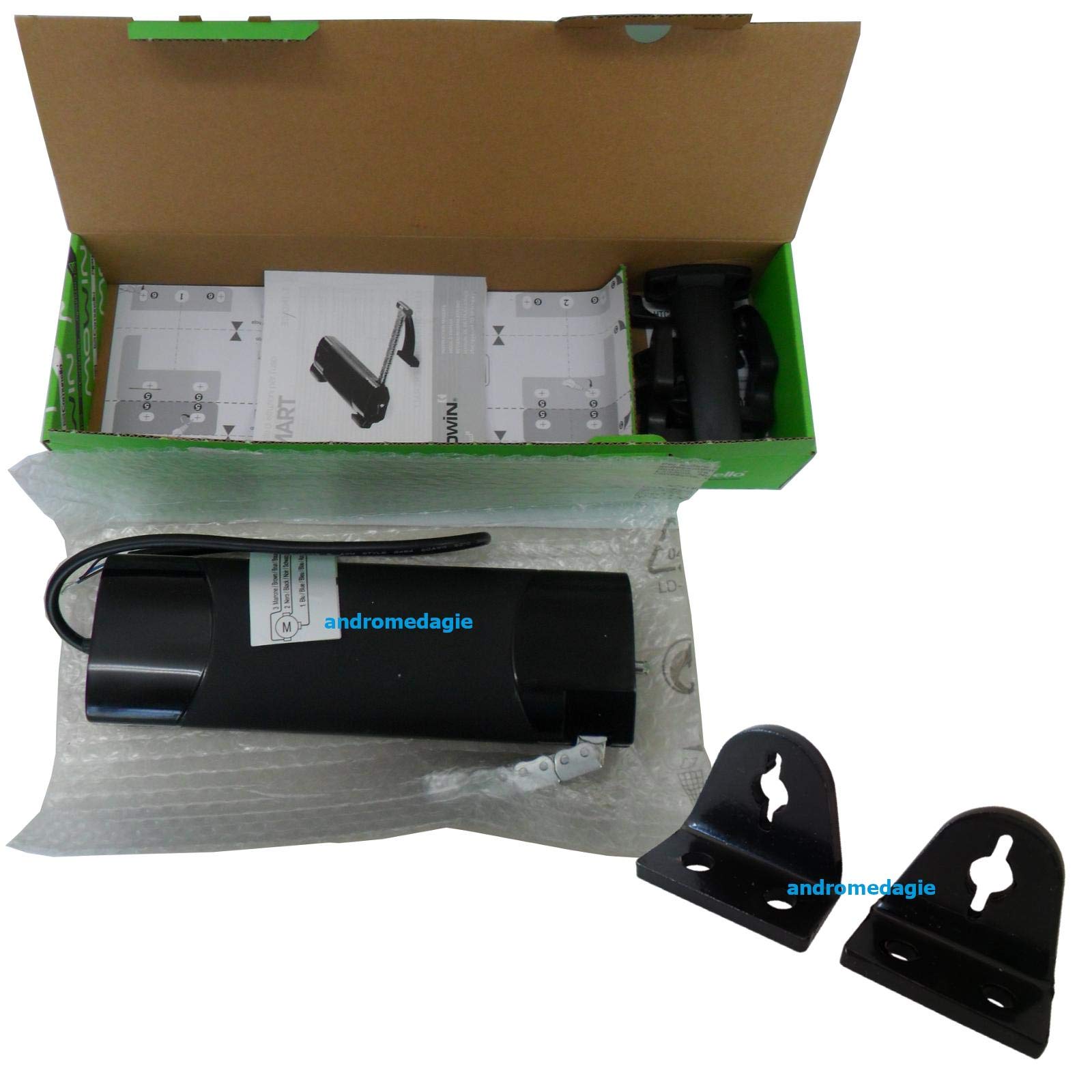 Smart 230V Black Electromechanical Chain Actuator with Mounting Brackets for Skylight, Dome & Shed Windows - Perfect for Home Automation & Smart Roof Ventilation Control