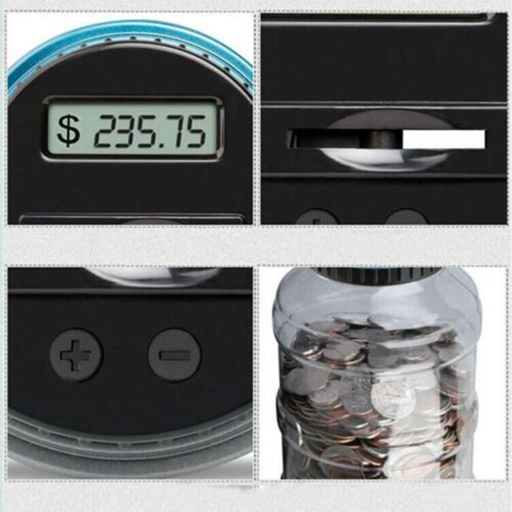 VALINK Digital Piggy Bank with LCD Display - Automatic Coin Counter & Money Saving Jar for Kids & Adults - Transparent Change Counter for Home, Office, and Gift Giving