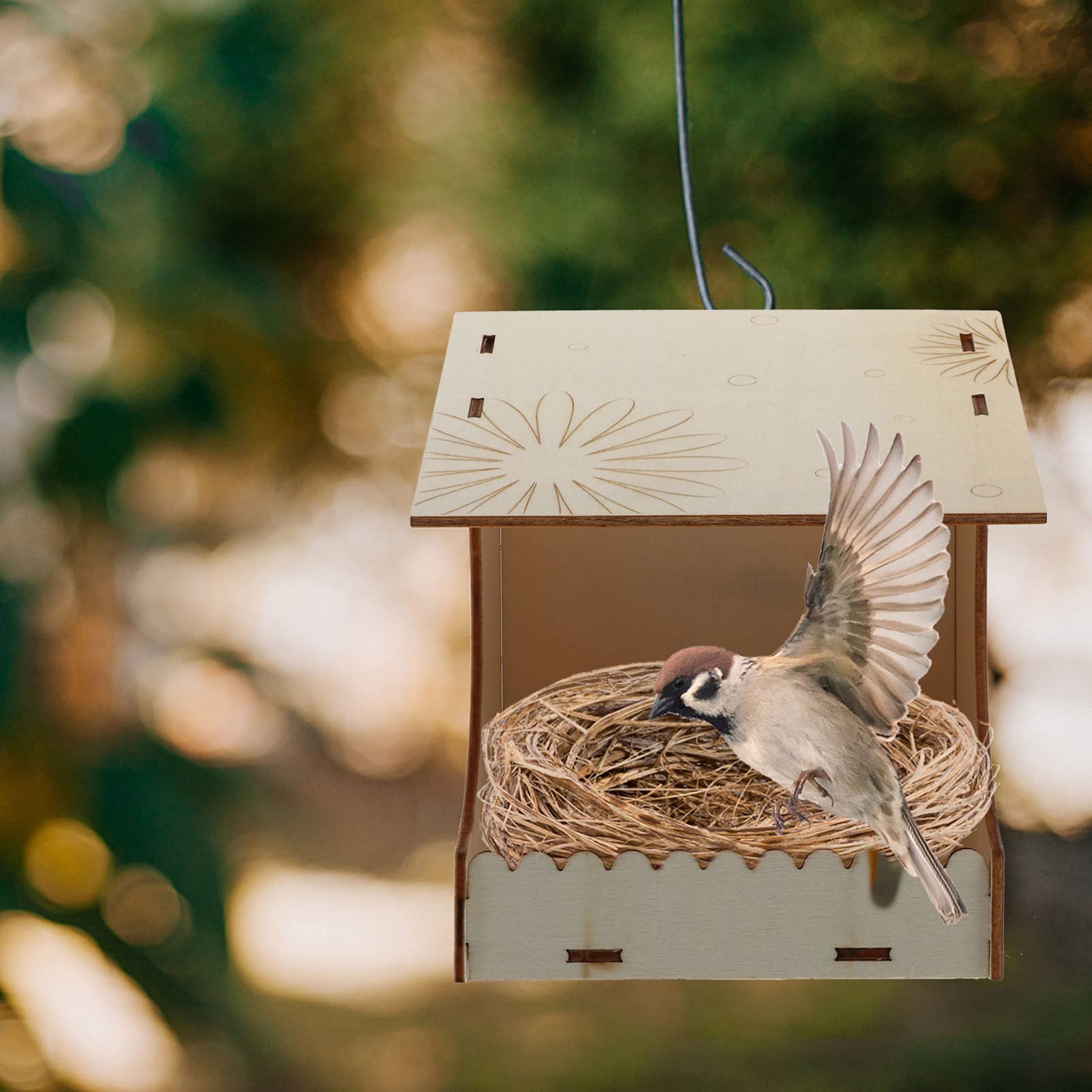 Hemoton 2 Pack Bird Feeder with Seed Dispenser - Durable Outdoor Hanging Bird Feeders for Wild Birds, Squirrel Proof Design - Perfect for Garden, Yard, Patio & Backyard Bird Watching
