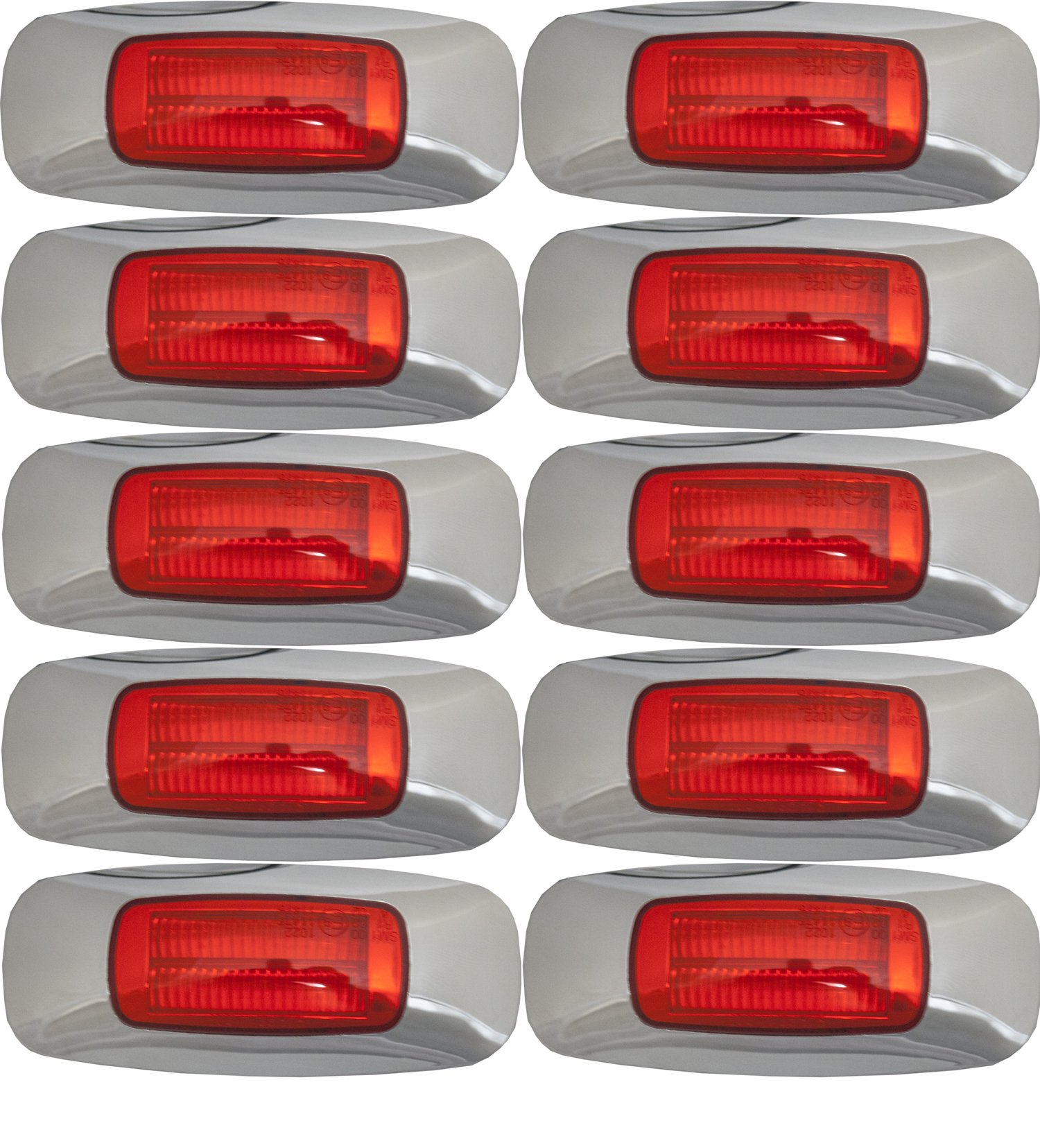 10 Pack Mini Red LED Clearance Marker Lights with Chrome Bezel - Waterproof, Durable for RVs, Trucks & Trailers - Perfect for Night Driving Safety and Vehicle Visibility