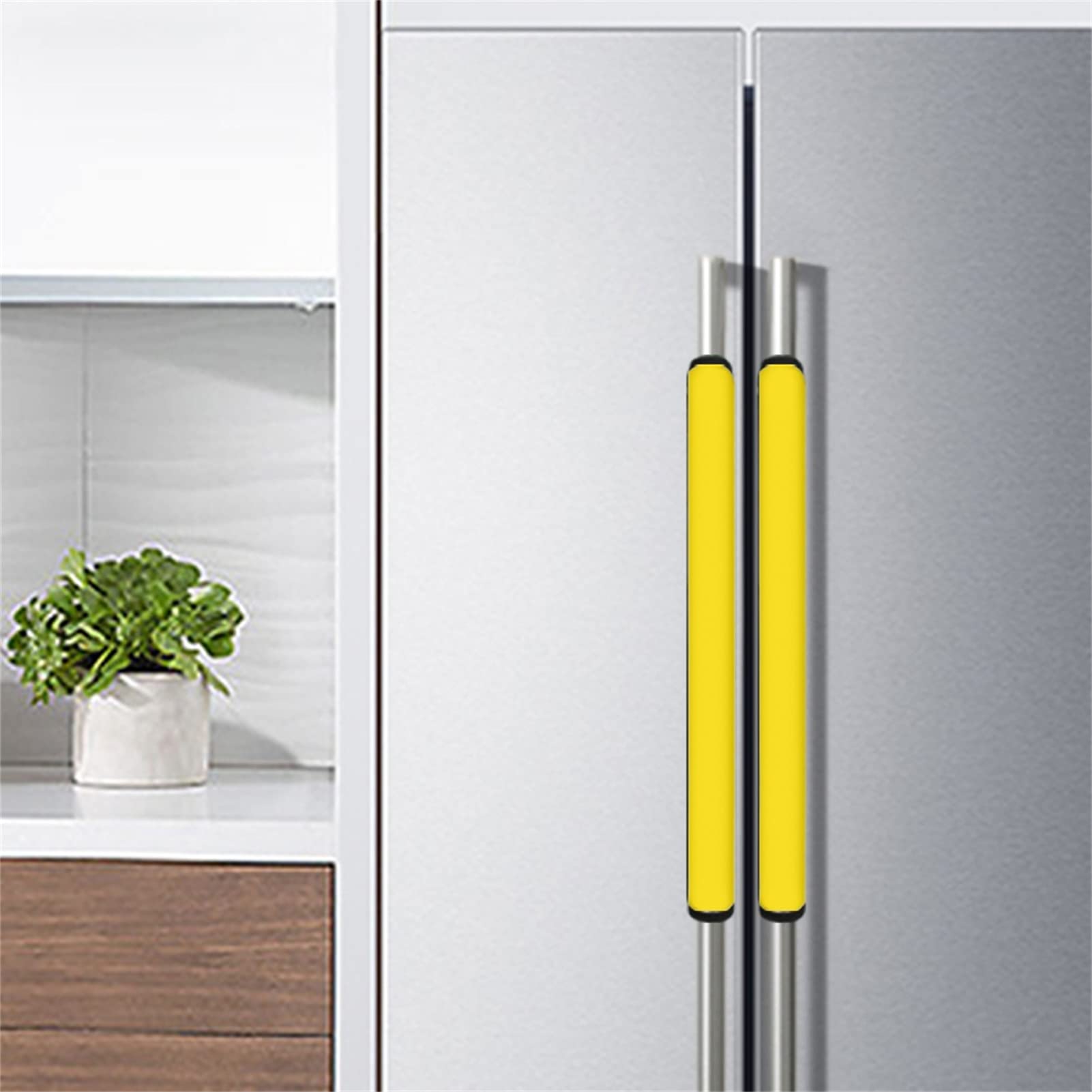 Dreaweet Yellow Fridge Handle Cover Set of 4 - Soft Refrigerator Door Covers for Kitchen Appliances - Washable & Hygienic Handle Protectors - Keep Your Fridge Handles Clean - Perfect for Home, Office & Restaurant Use