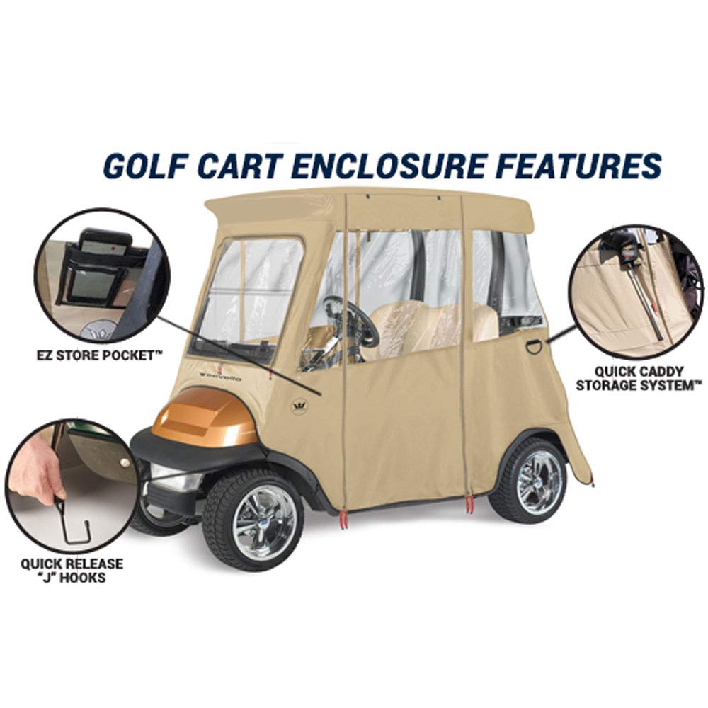 Greenline Eevelle USA 300D Waterproof Golf Cart Cover - Sun Protection & 4-Sided Weatherproof Enclosure for Club Car 2 Passenger Carts (60