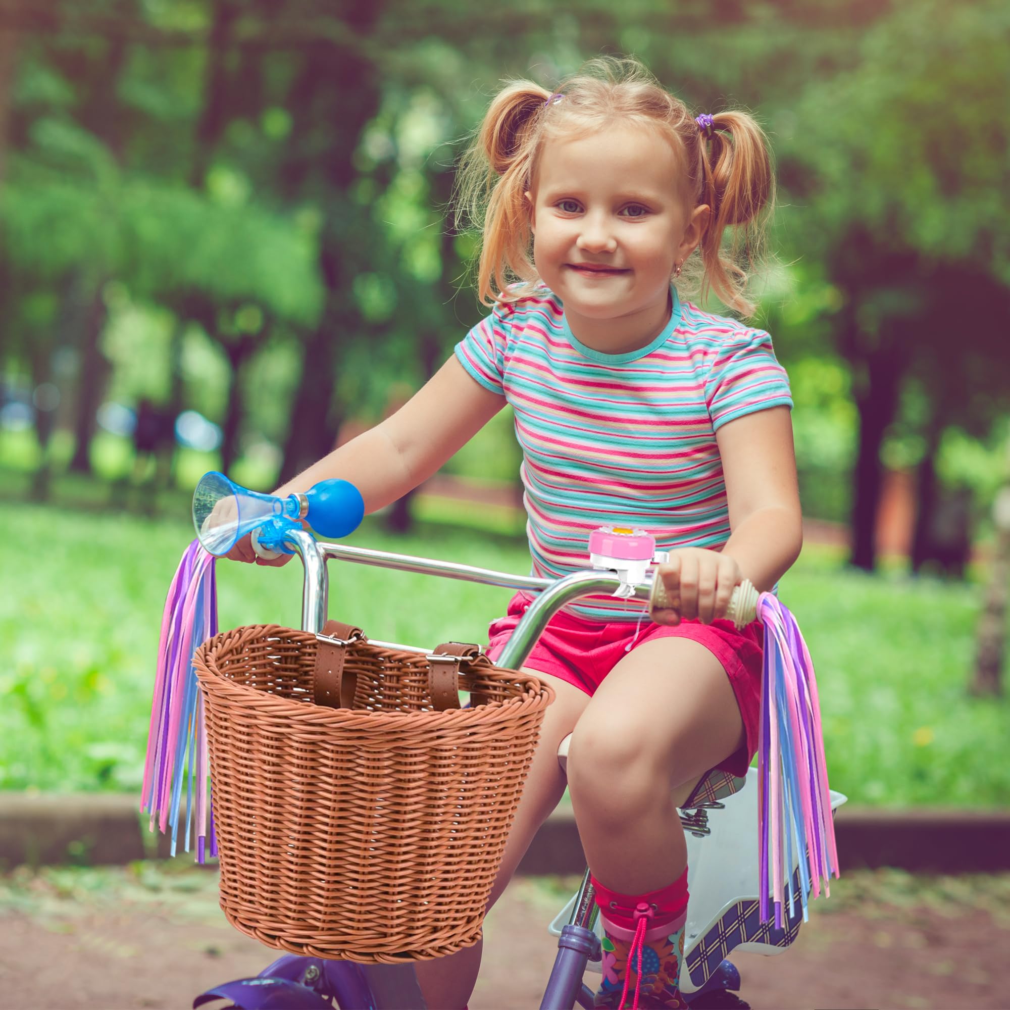 Handwoven Kids Bike Basket Set - Detachable & Universal Fit for Most Bikes, Stationary Bikes, Ebikes & Road Bikes | Perfect for School, Picnics & Outdoor Adventures