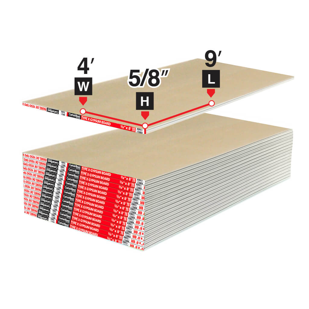 5/8 Inch x 4 ft x 9 ft Fire Rated Type X Drywall Panel - Soundproof & Fire Resistant Wall Board for Home, Office & Commercial Buildings