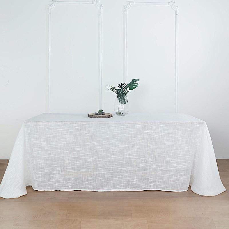 90x132 Inch Rectangular Premium Faux Burlap Polyester Tablecloth - Washable & Wrinkle-Resistant for Dining Tables, Parties, and Home Decor