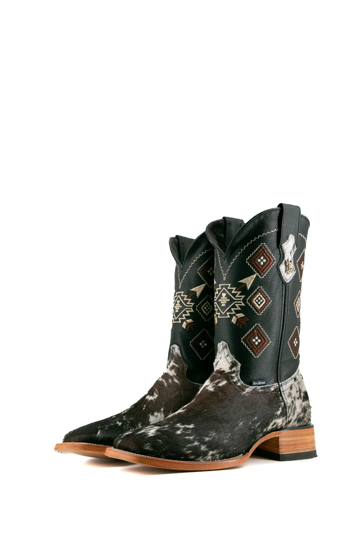Authentic Men's Cowhide Square Toe Cowboy Boots - Size 12 Western Style Boots for Country Dancing & Rodeo | Durable Leather Work Boots for Ranch, Riding & Outdoor Activities