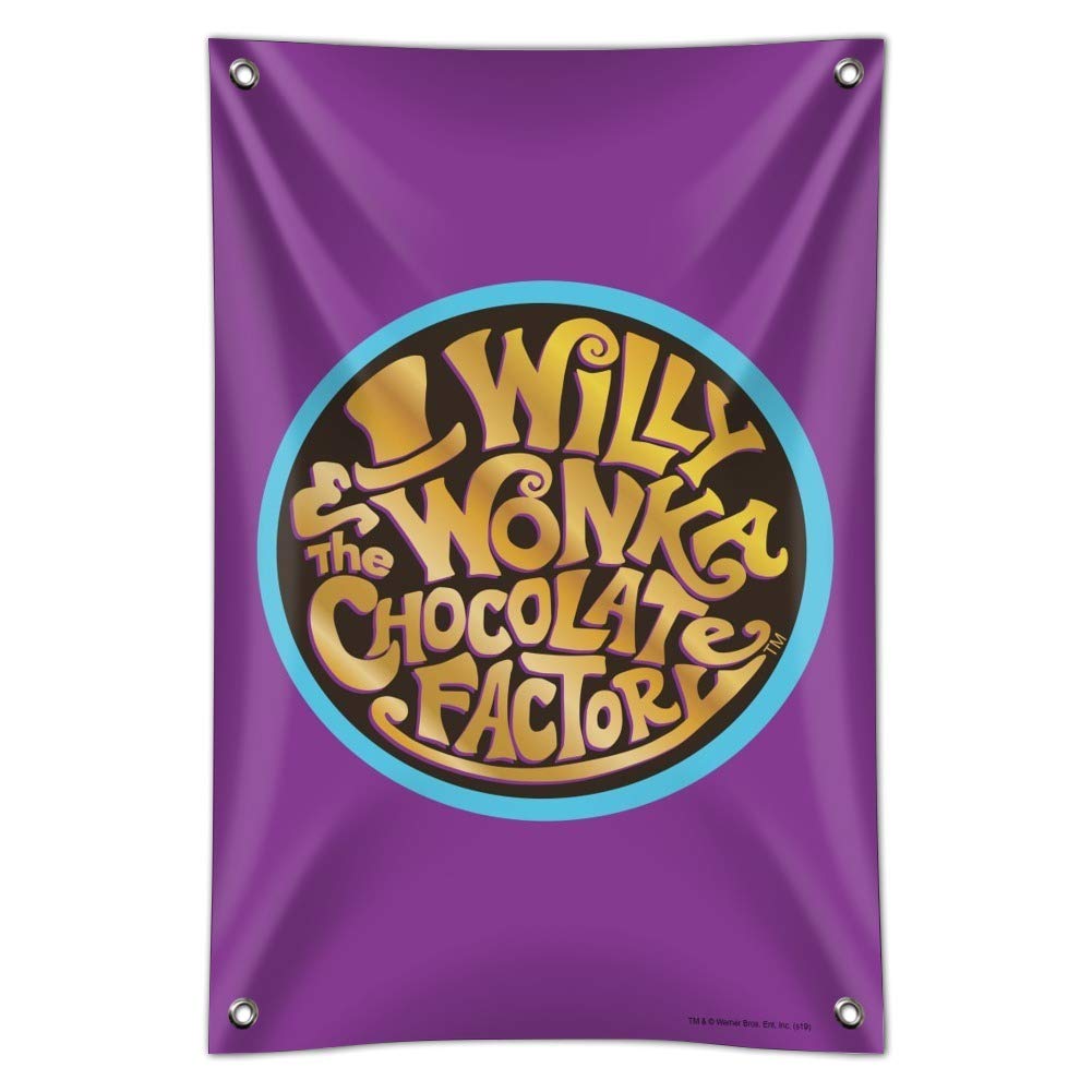 Willy Wonka and the Chocolate Factory Logo Sign - Vintage Style Metal Tin Sign for Home, Office, Bar, Cafe & Business Decor - Perfect for Movie Fans & Sweet Shop Wall Art