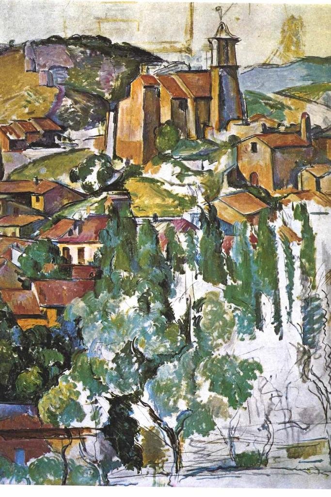 Paul Cezanne The Village of Gardanne Impressionist Art Print - 16x24 Inch Nature Landscape Painting Poster, French Artist Wall Decor for Living Room, Bedroom & Office - Romantic Flower Wall Art for Home & Garden