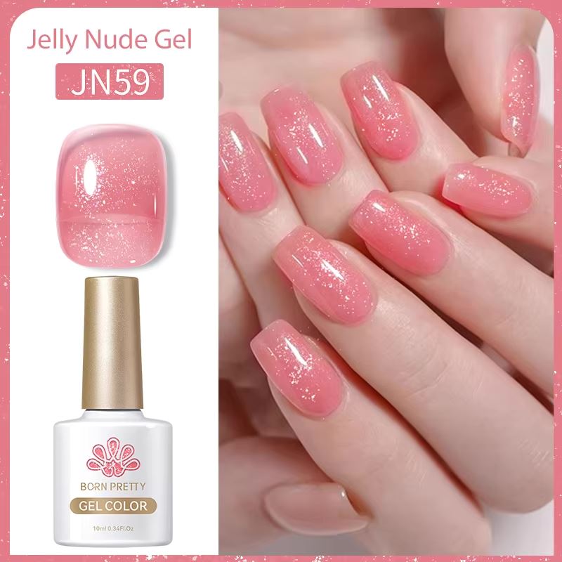 Born Pretty Jelly Nude Gel Polish - Long Lasting Soak Off UV LED Nail Polish for Salon & Home Manicure - Perfect for Weddings, Parties & Everyday Wear