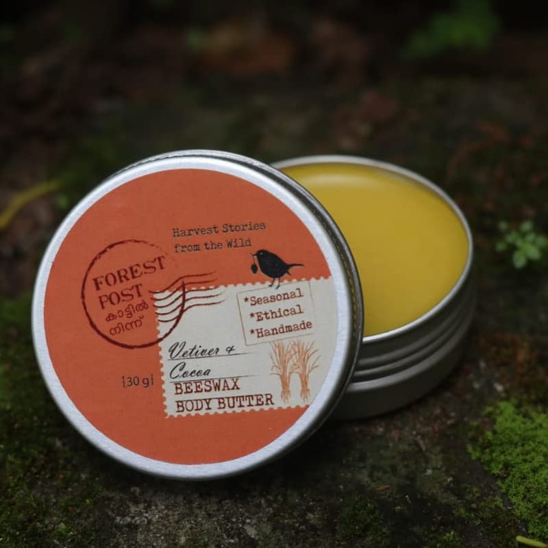 Organic Vetiver Cocoa Beeswax Body Butter - Deep Moisturizing & Nourishing for Dry Skin - Perfect for Massage, Spa & Daily Skincare Routine