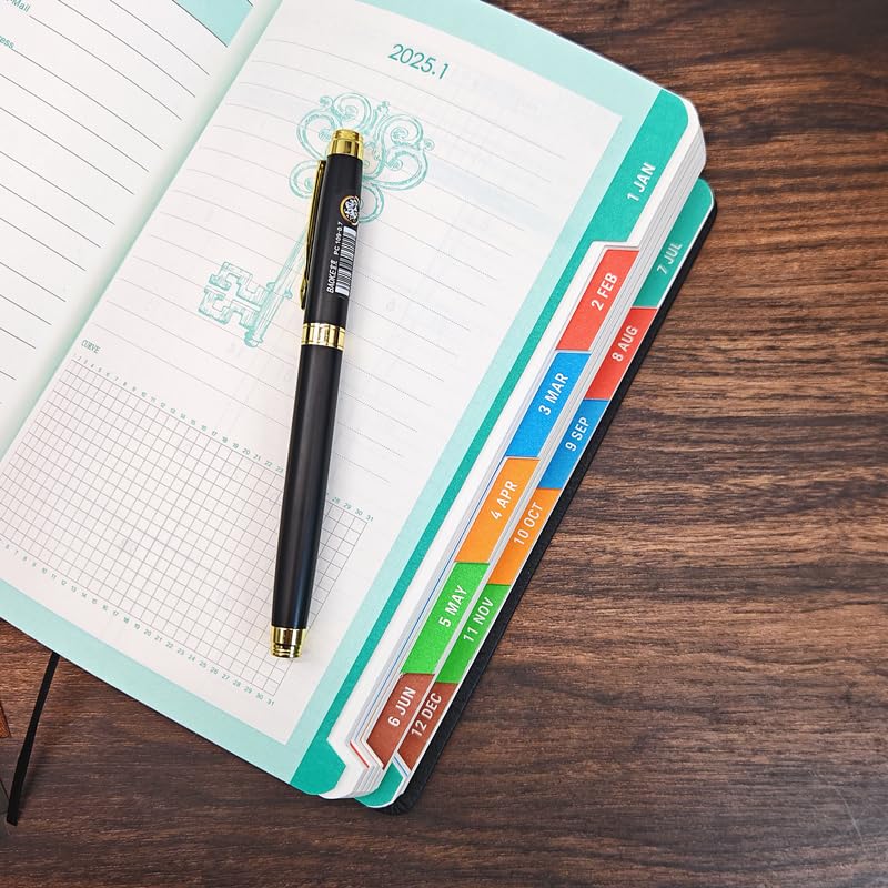 2025 A5 Daily Planner - Jan to Dec, Day Per Page Productivity Organizer with Colorful Monthly Tabs & Inner Pocket, 5.9