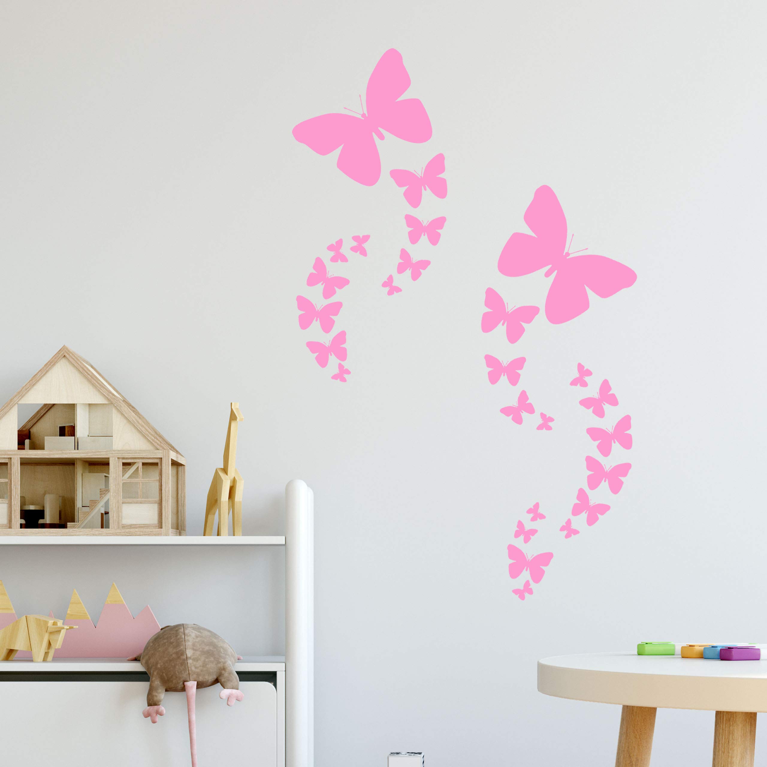 26-Piece Pink Butterfly Wall Decals - Removable Peel & Stick Wall Stickers for Girls Room Decor - Perfect for Nursery, Bedroom & Kids Playroom Wall Art