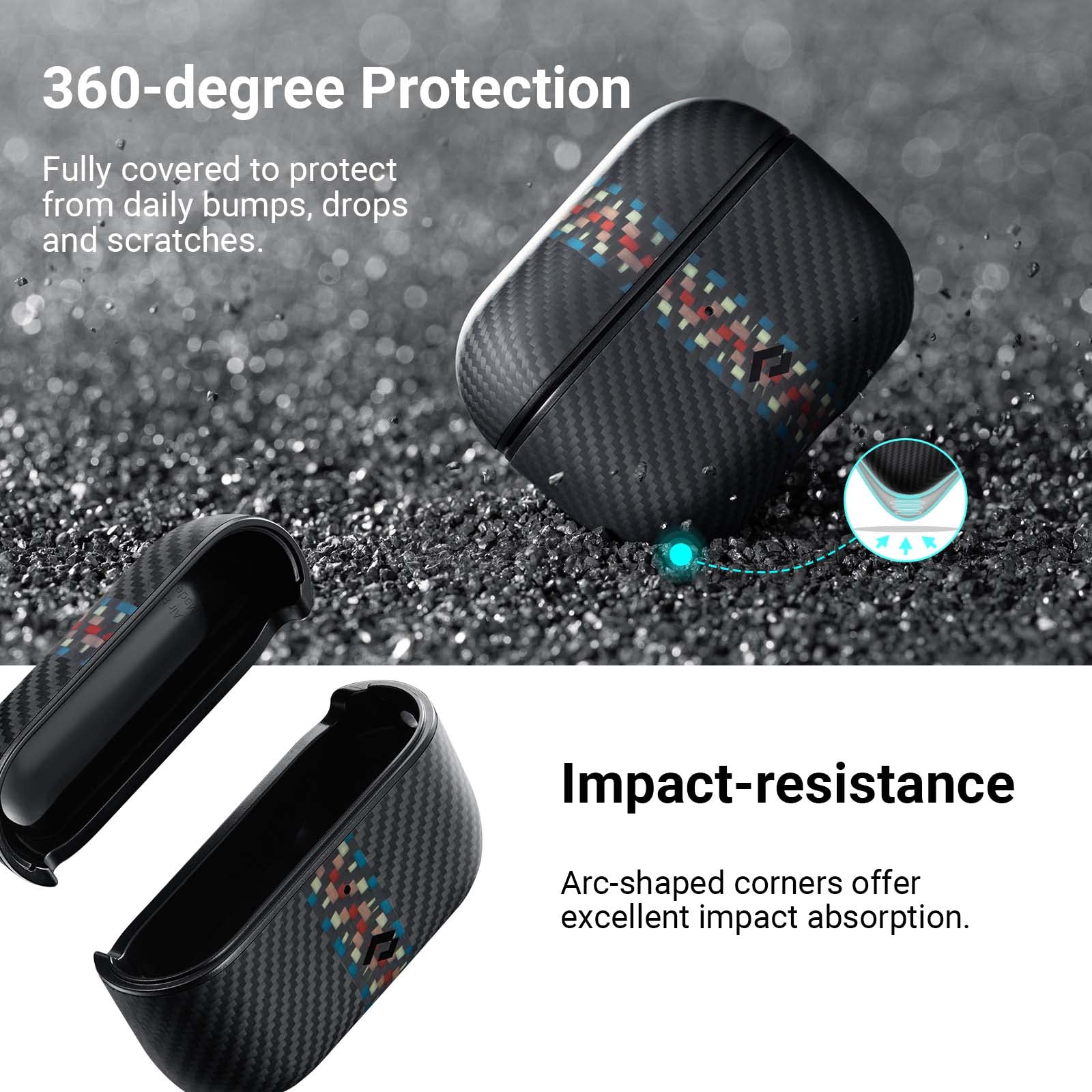 PITAKA Magnetic Shockproof AirPods Pro 2 Case (2022) - 600D Aramid Fiber Protective Cover with MagSafe Compatibility | Durable Fusion Weaving Design | Perfect for Gym, Travel & Everyday Use