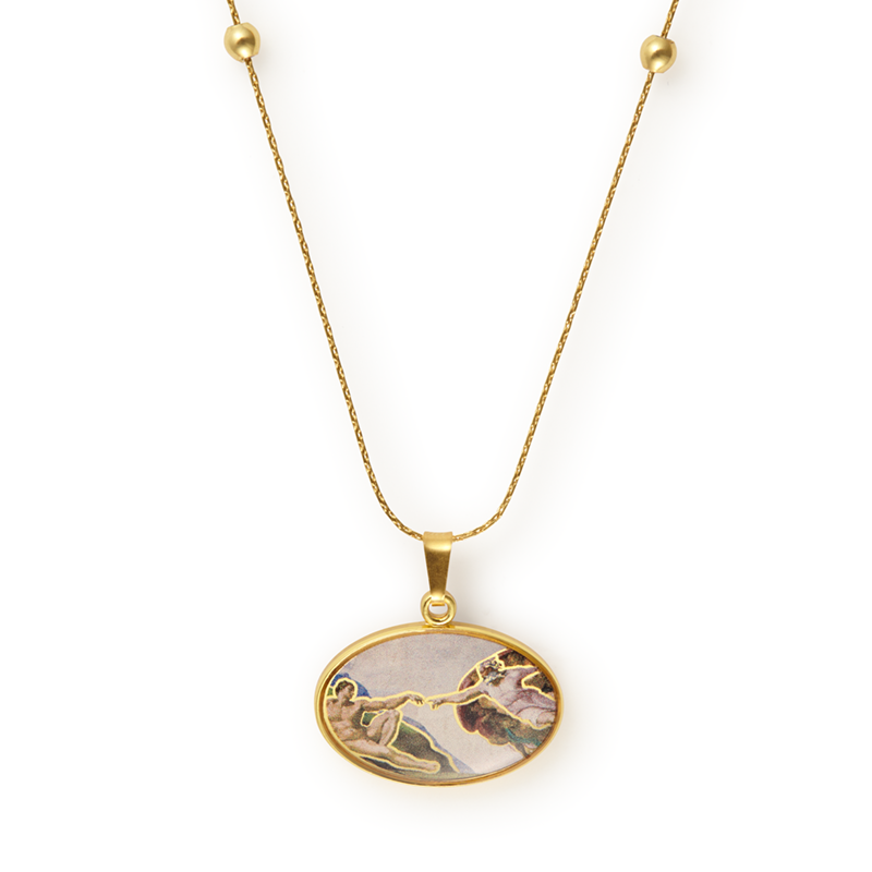 Creation of Adam Necklace - Religious Jewelry Inspired by Michelangelo - Perfect for Gifts, Baptism, and Church Events