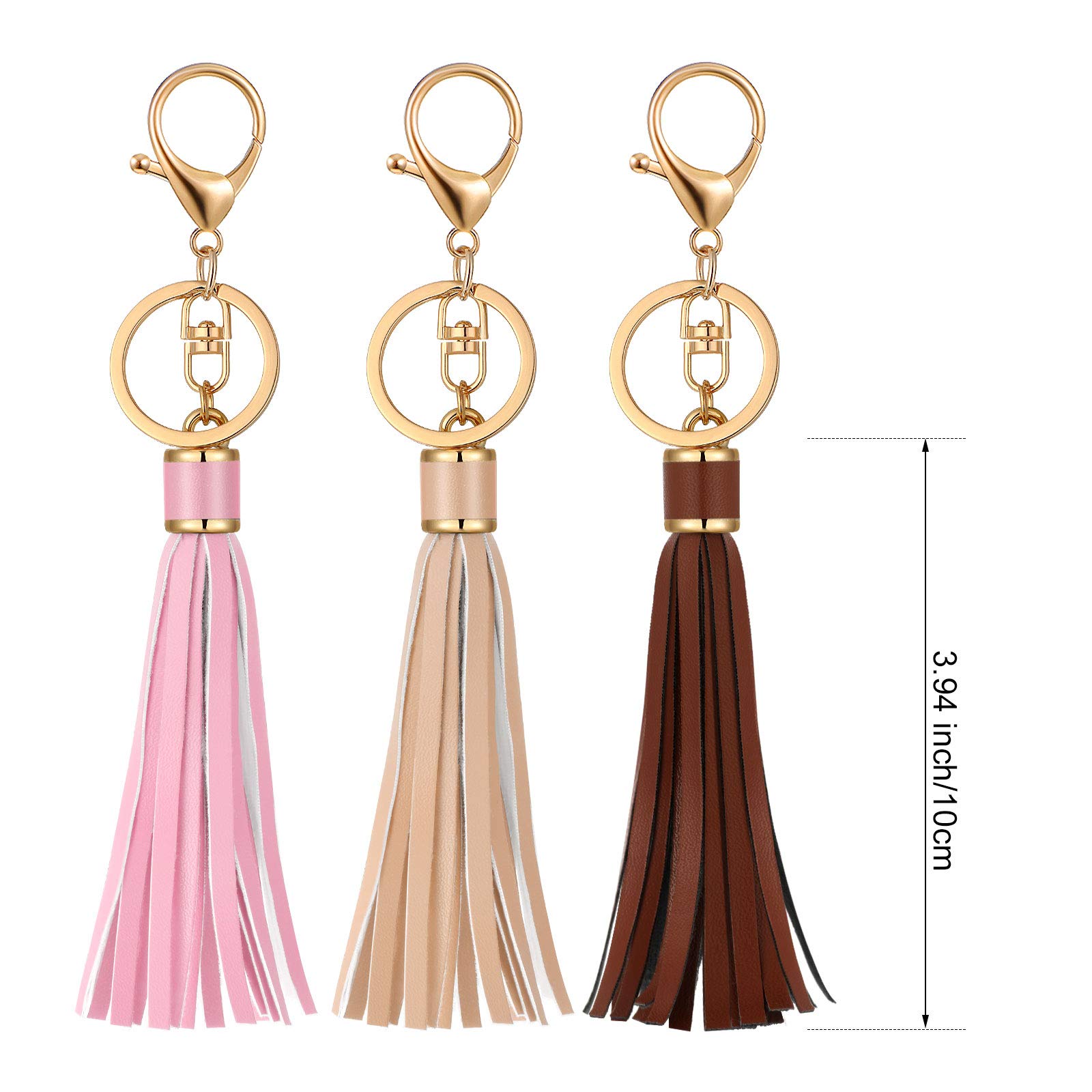 Hicarer Women's PU Leather Tassel Keychain - Circle Key Ring with Lobster Clasp, Bulk Lanyard Key Holder for Purse, Bag & Key Organization (Set of 12) - Perfect for Gifts, Party Favors & Everyday Use