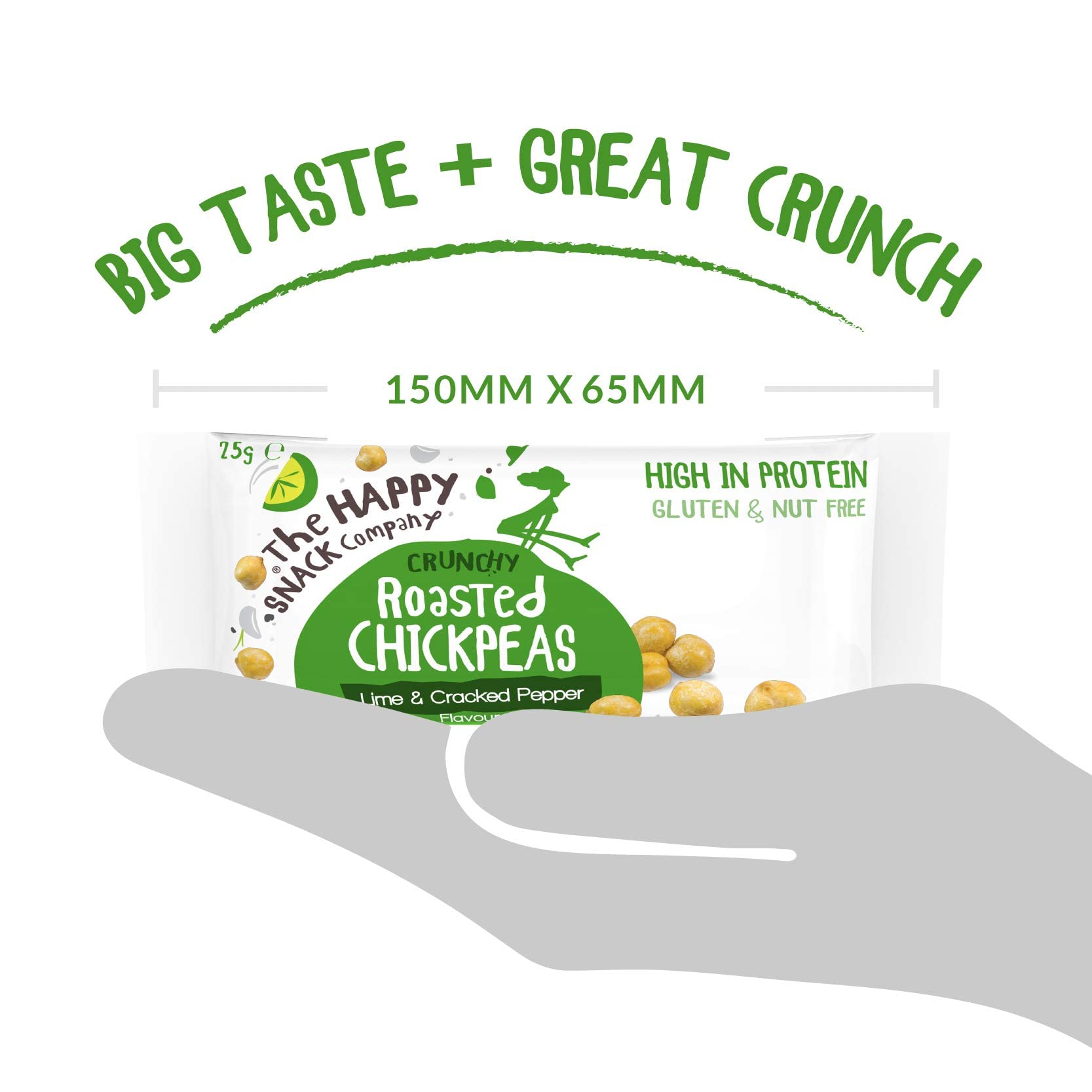 The Happy Snack Company Roasted Chickpeas, Lime & Cracked Pepper Flavor – Healthy High-Protein Snacks, Gluten-Free, Vegan, 100 Calories per 25g Serving (Pack of 20) – Perfect for On-the-Go, Office Snacking & Post-Workout Fuel