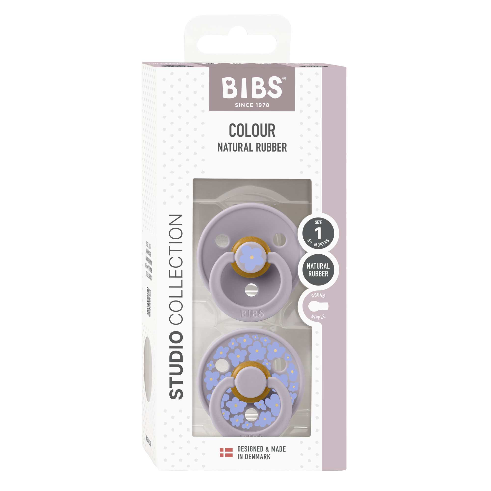BIBS Studio Collection Jasmine Latex Pacifiers - Twin Pack (2-Pack) for Newborns & Babies - Soothing & Comforting for Day & Night Use
