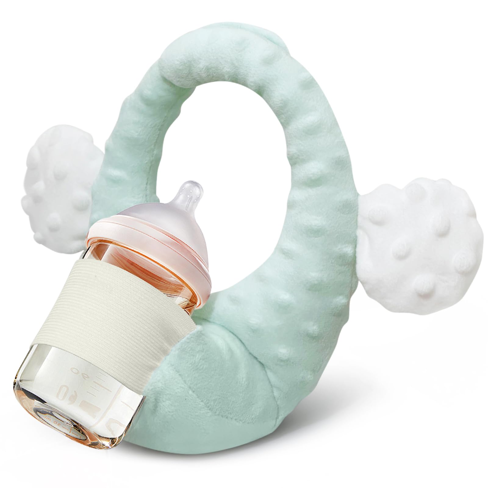Self Feeding Baby Bottle Holder - Hands Free Newborn Bottle Support for Twins | Adjustable Infant Feeding Pillow | Essential Newborn Care Accessories (Mint Green) | Perfect for Nursing, Travel & Multi-Tasking Parents