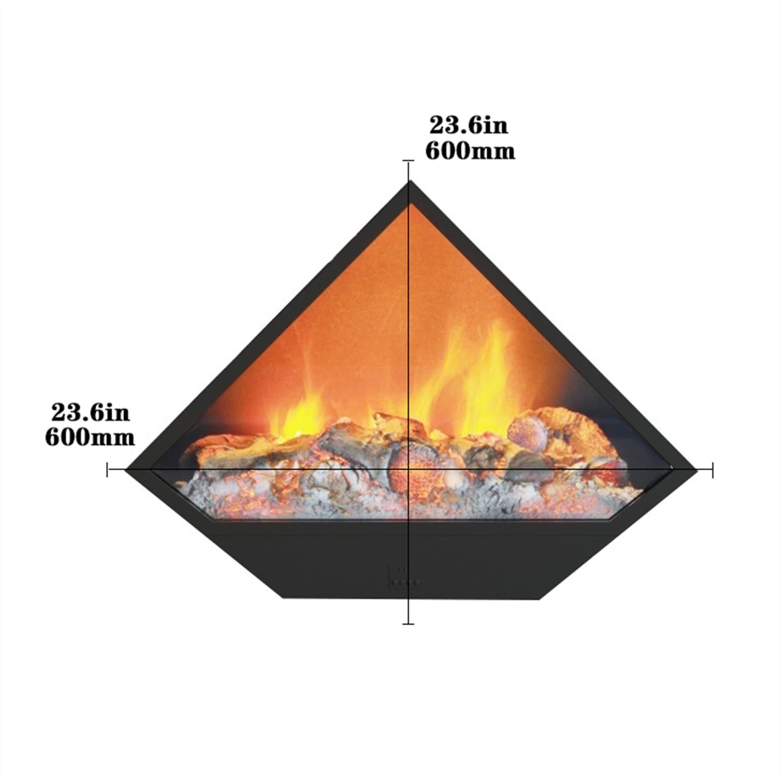 Triangular Steel Electric Fireplace with LED Realistic Flame - No Heat Wall Mounted Fireplace for Living Room & Bedroom | Modern Home Decor | Perfect for Apartments, Dorms & Small Spaces