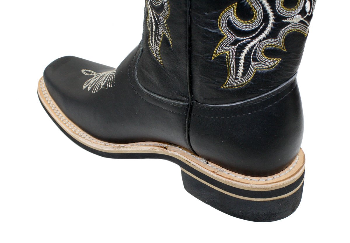 **Genuine Cowhide Leather Square Toe Western Cowboy Boots for Men – Durable & Stylish for Rodeo, Country Wear & Outdoor Adventures**
