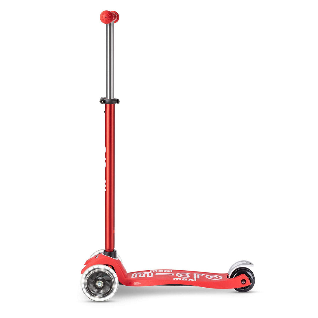 Micro Maxi Deluxe 3 Wheel LED Scooter for Kids - Red Electric Kick Scooter with Light Up Wheels | Perfect for Commuting, School & Outdoor Fun