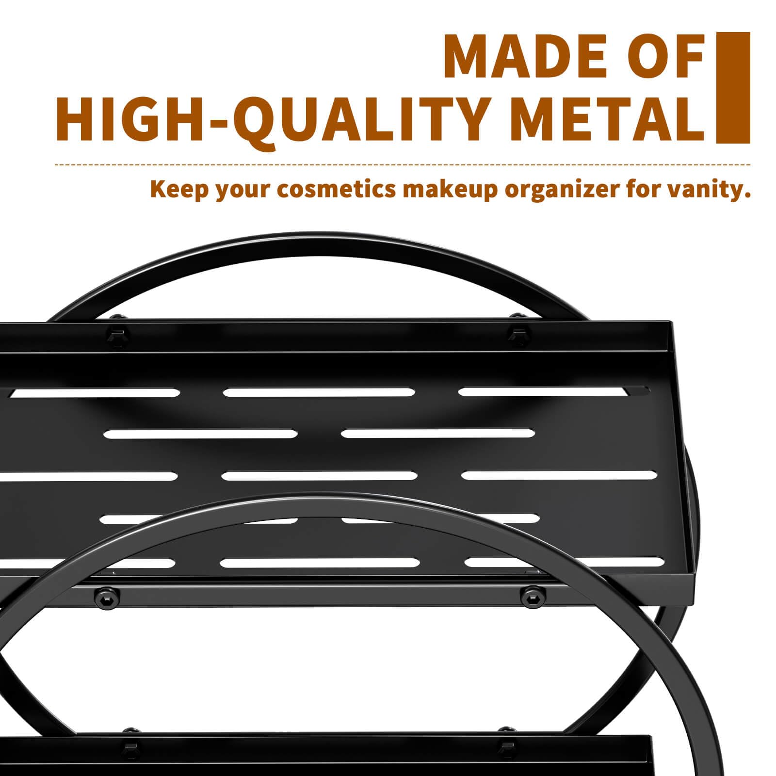 Black 2-Tier Makeup Organizer & Storage Tray for Dresser, Bathroom Vanity & Counter - Perfect for Cosmetics, Perfumes & Skincare Products - Ideal for Home, Travel & Gift Giving