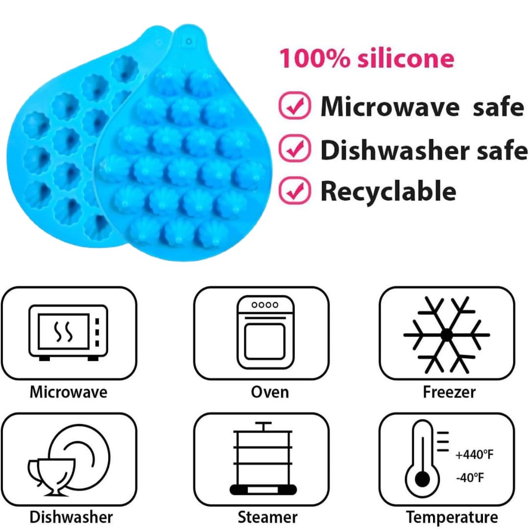 LEGACYCART 21 Cavity Silicone Modak Mold Set - 1PC 3D Modak Mould + 2PC Big & Small Three-Fold Modak Makers for Cake, Cupcake, Chocolate, Mousse, Brownie, Cookie, Pudding & Candy Making - Perfect for Diwali, Holi, Birthday Parties & Home Baking (3-Piece Set)