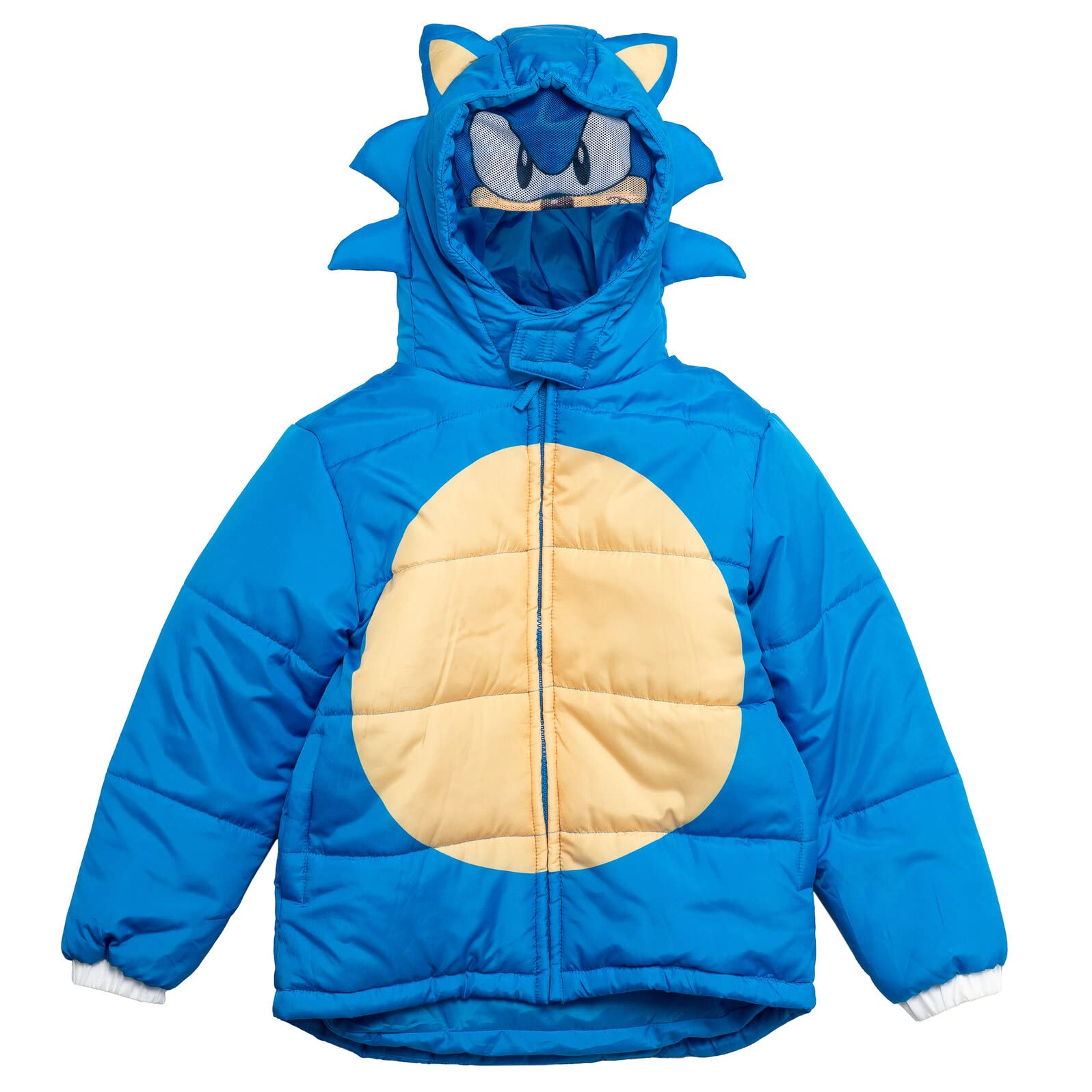 SEGA Sonic the Hedgehog Puffer Jacket for Kids - Warm Zip Up Hooded Winter Coat (Sizes 4-16) - Perfect for School, Outdoor Play & Cold Weather Adventures