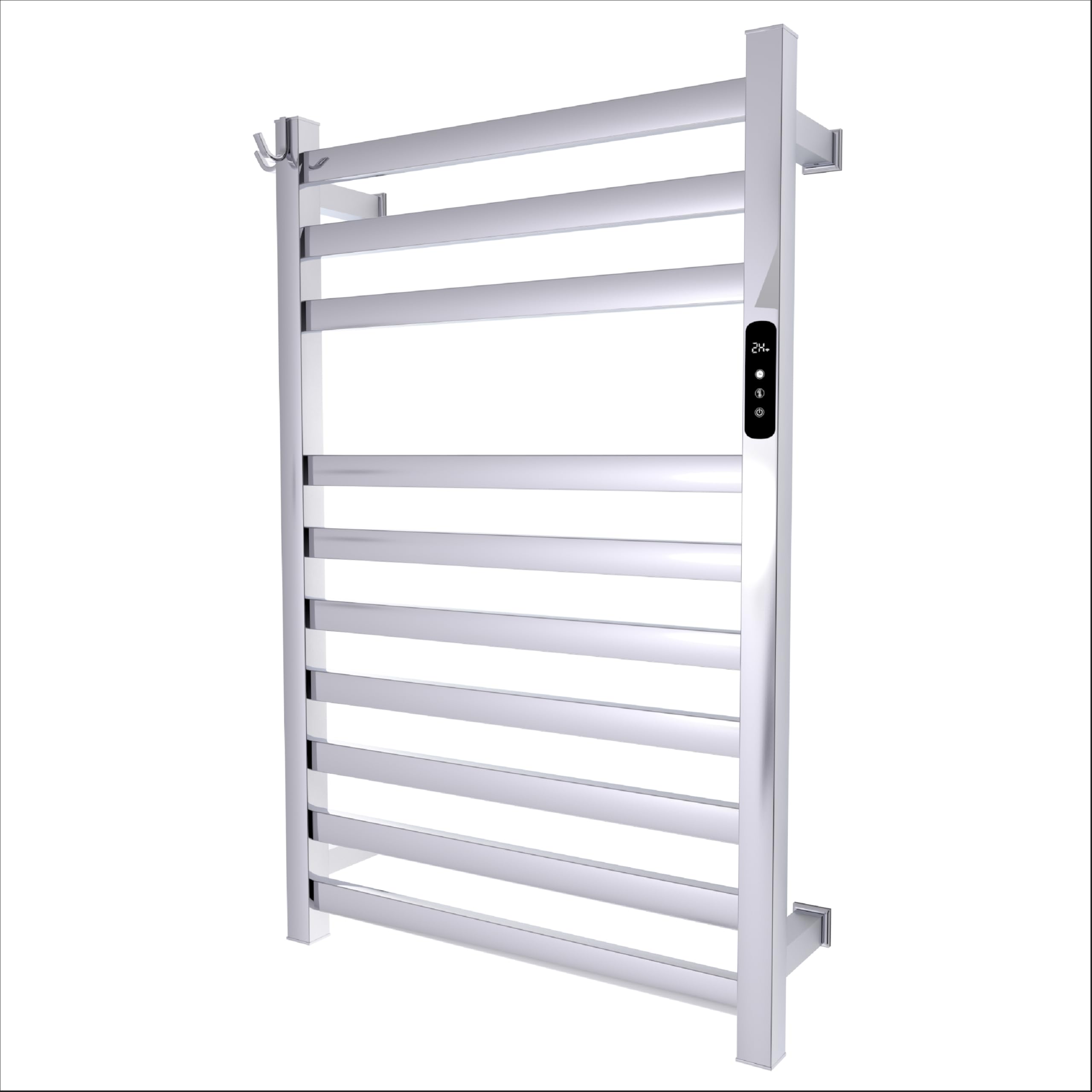 Brandon Basics Wall Mounted Electric Towel Warmer with Timer - Hardwired & Plug-in Options - Polished Chrome Finish - Perfect for Bathrooms, Spas & Luxury Homes