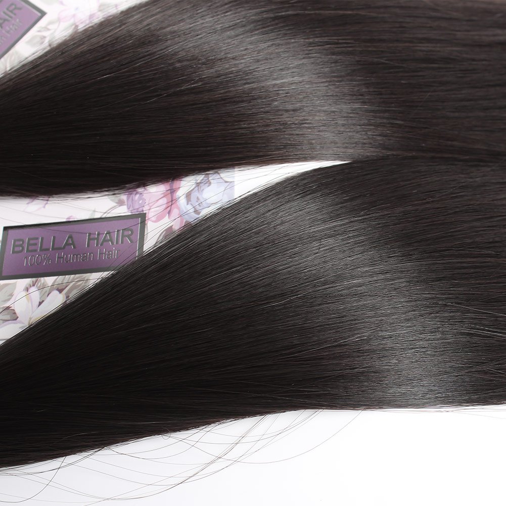 Bella Hair 3 Bundles Peruvian Virgin Hair 100% Human Hair Weave - Silky Straight Natural Black Color (34