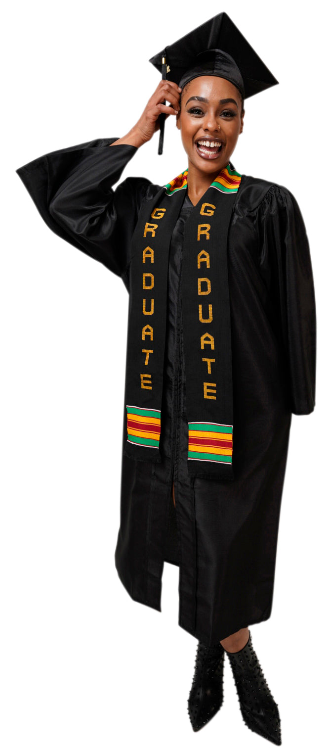 Premium Kente Cloth Graduation Stole Sash for Graduates - African Heritage Celebration Stole - Perfect for College & University Commencement Ceremonies
