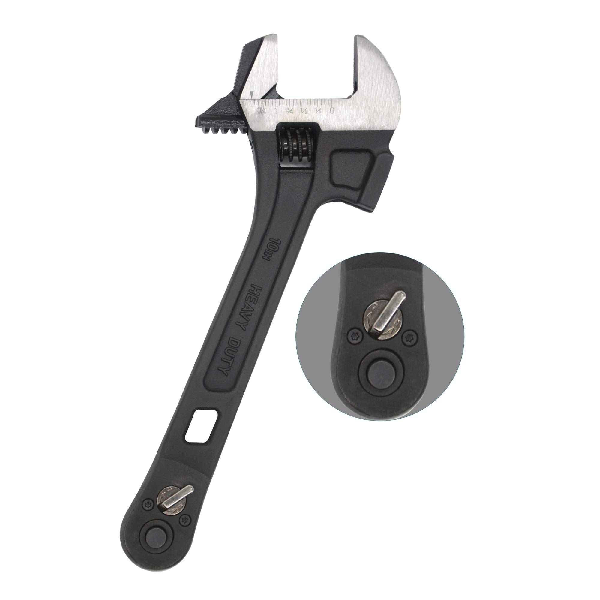 Heavy Duty 3/8-Inch Adjustable Wrench - Multi-Function Torque Spanner Tool with Hammer Head & Pipe Wrench - 10-Inch Universal Ironworker Tool for Plumbing, Automotive Repair & Construction Work