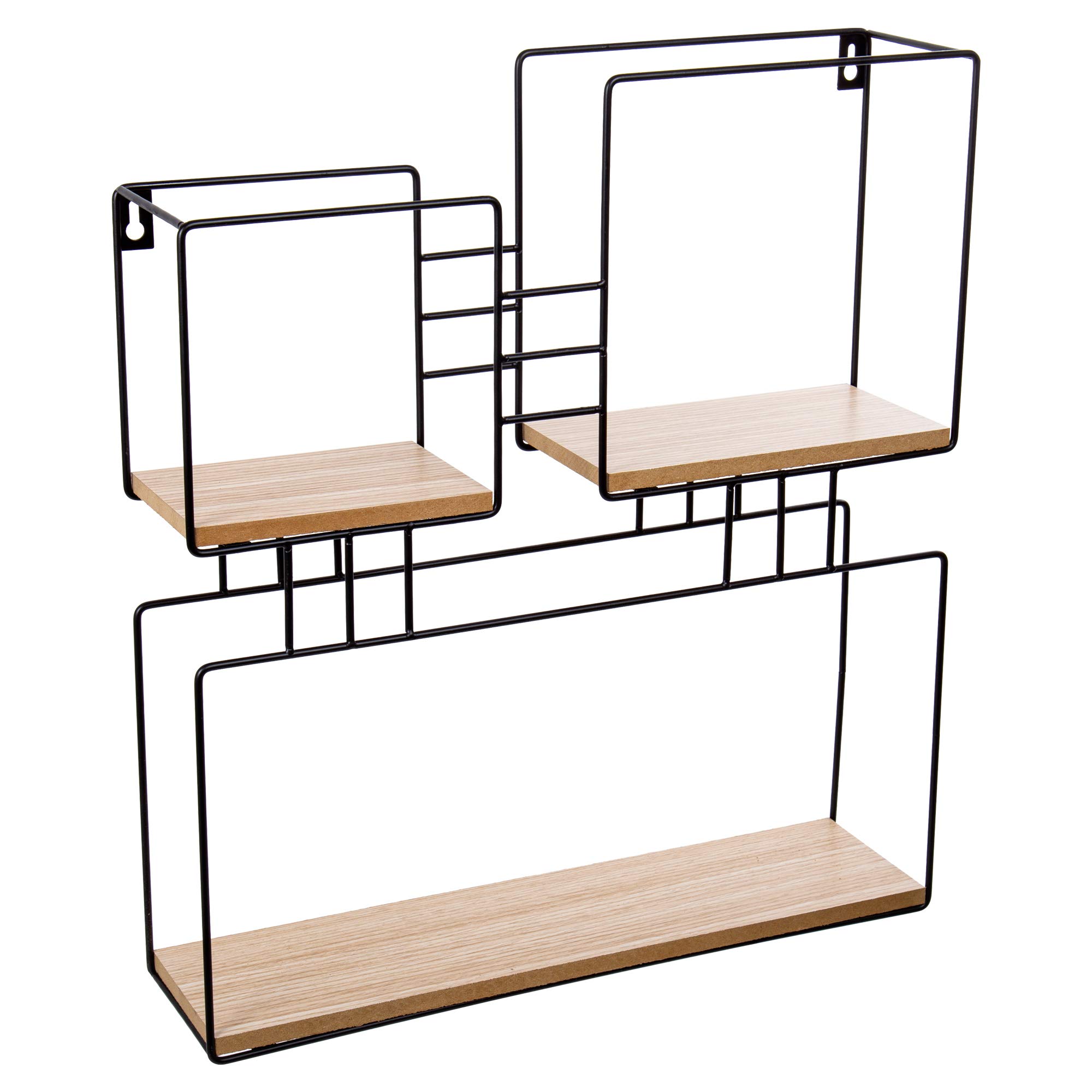 Truu Design Modern Black Floating Shelf 16x17.5 Inch - Wall Mounted Decorative Storage for Living Room, Bedroom & Bathroom Organization
