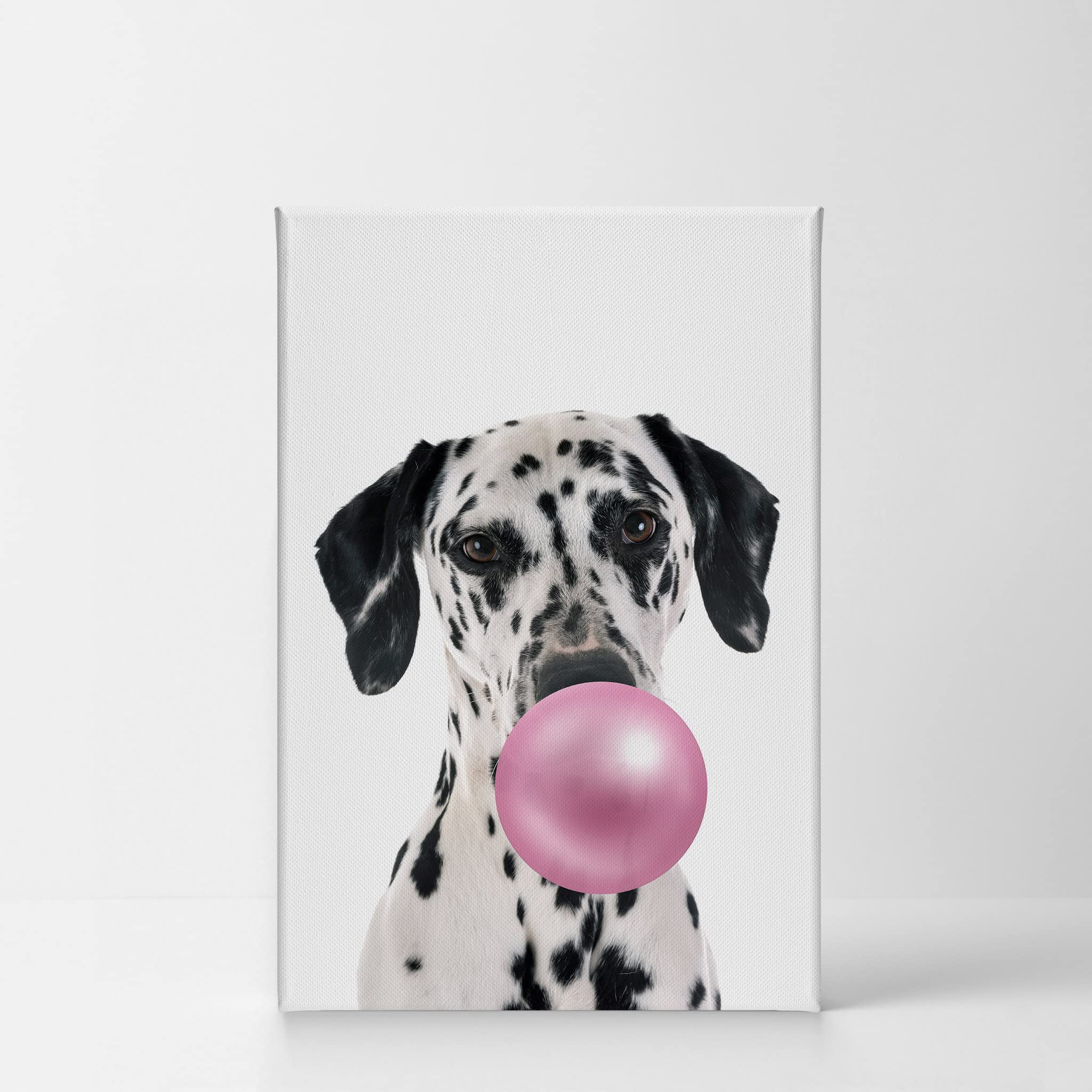 Dalmatian Dog Chewing Bubble Gum Canvas Wall Art Print - Pet Lover Gift, Animal Pop Art for Office, Living Room, Bedroom & Nursery Decor (22x15 Inches) - Perfect for Dog Lovers & Home Decoration
