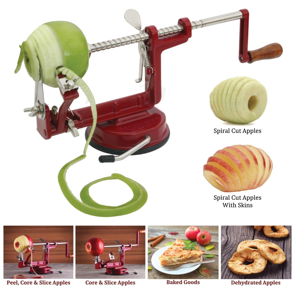 Premium Stainless Steel Apple Corer & Slicer - 8-Wedge Pie Maker with Sharp Blades for Effortless Fruit Prep (Red VKP1010) - Perfect for Baking, Fruit Salads & Meal Prep