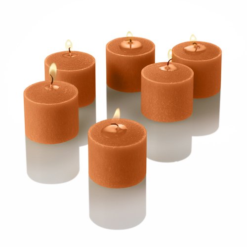 Richland 144 Orange Votive Candles with 144 Square Glass Holders - Perfect for Weddings, Parties & Home Decor
