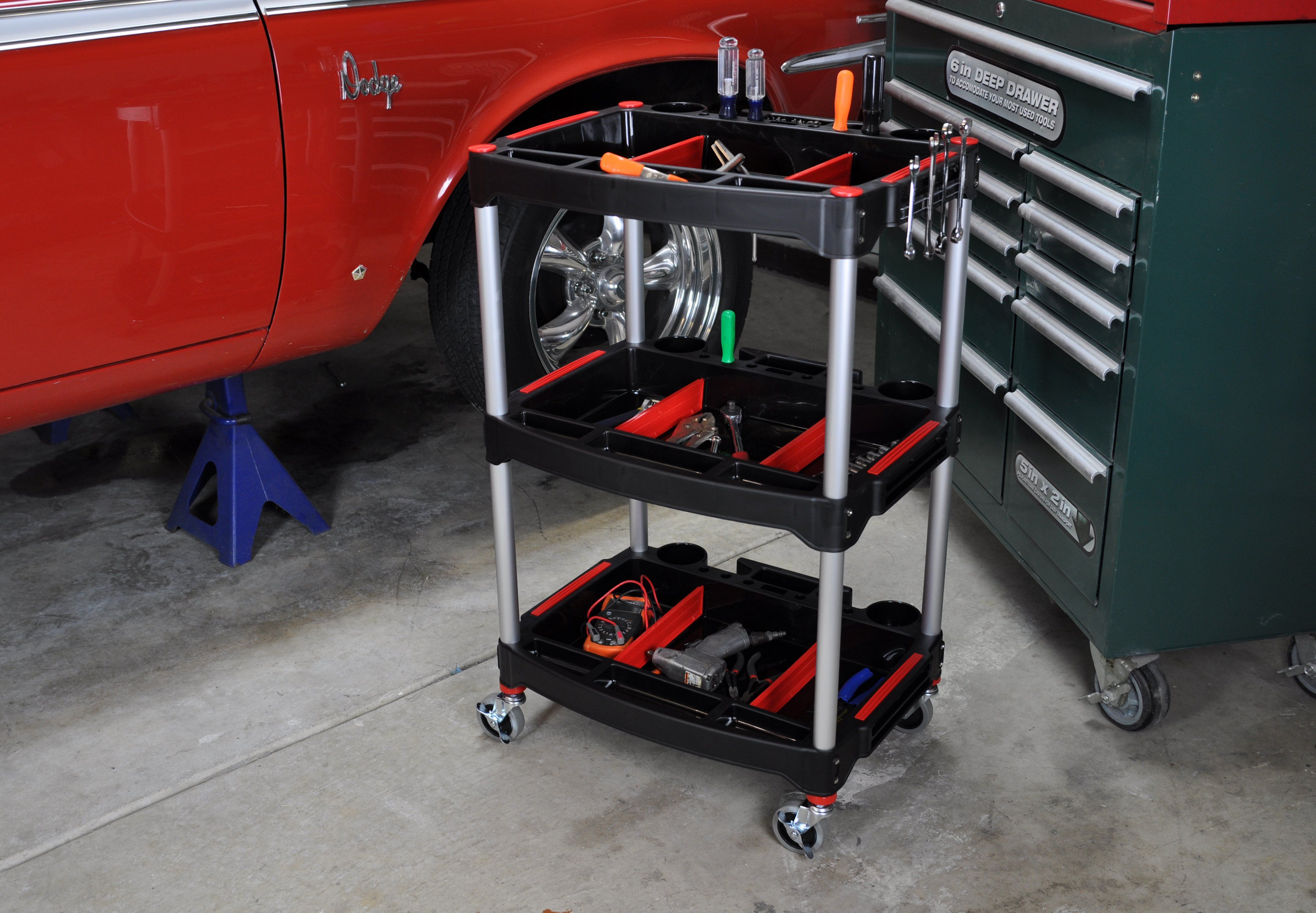Luxor 3-Shelf Rolling Tool Cart with Locking Wheels - Heavy Duty Metal Utility Cart for Garage, Workshop, and Automotive Repair - Perfect for Organizing Tools and Equipment