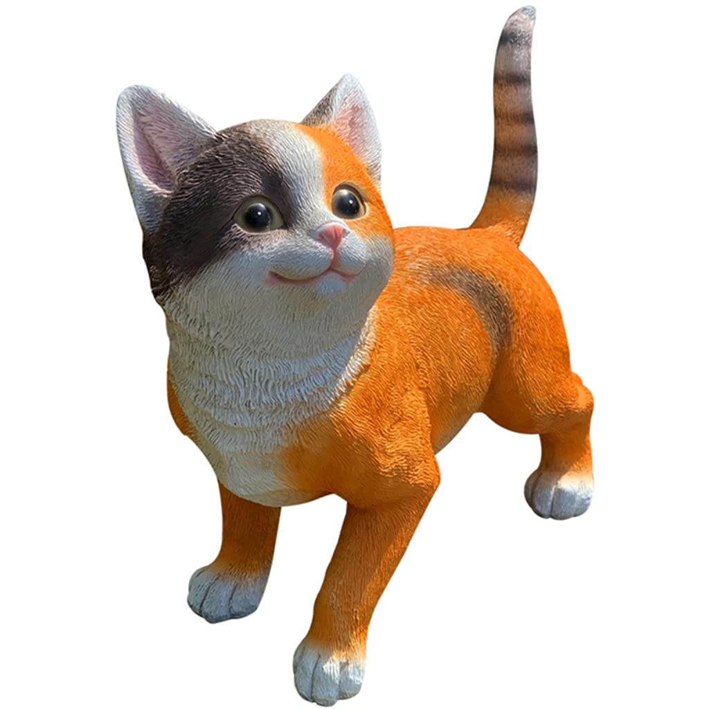 Whimsical Orange Cat Garden Statue - Indoor Outdoor Decorative Patio Lawn Porch Decor - Perfect Gift for Cat Lovers - Ideal for Home, Office, or Garden Spaces (Color: Orange, Size: 30×15×29cm)