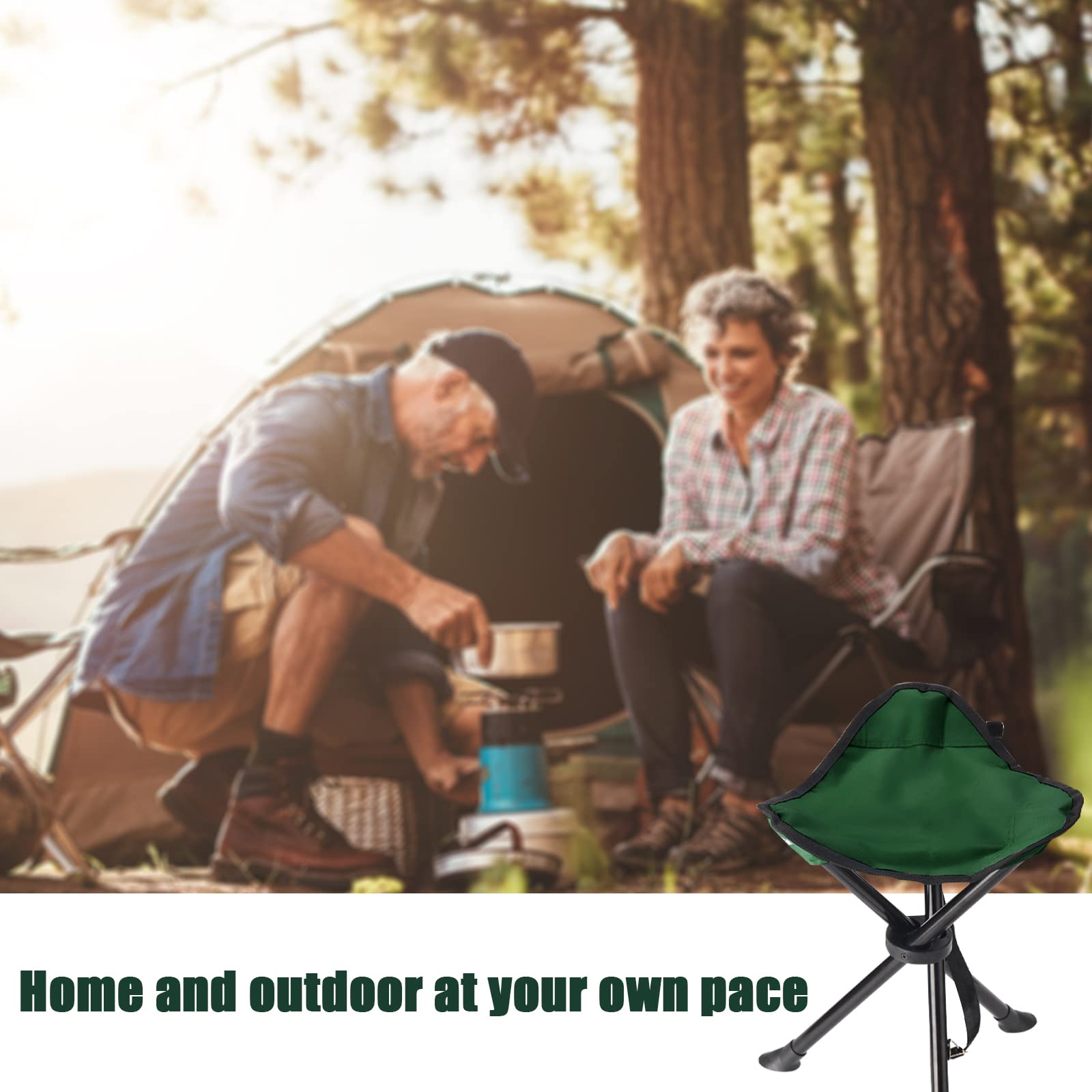 Portable Folding Camping Stool - 15.75 Inch Lightweight Tripod Seat for Outdoor Adventures | Perfect for Camping, Hiking, Fishing, Hunting, Beach, Picnic & Garden Use