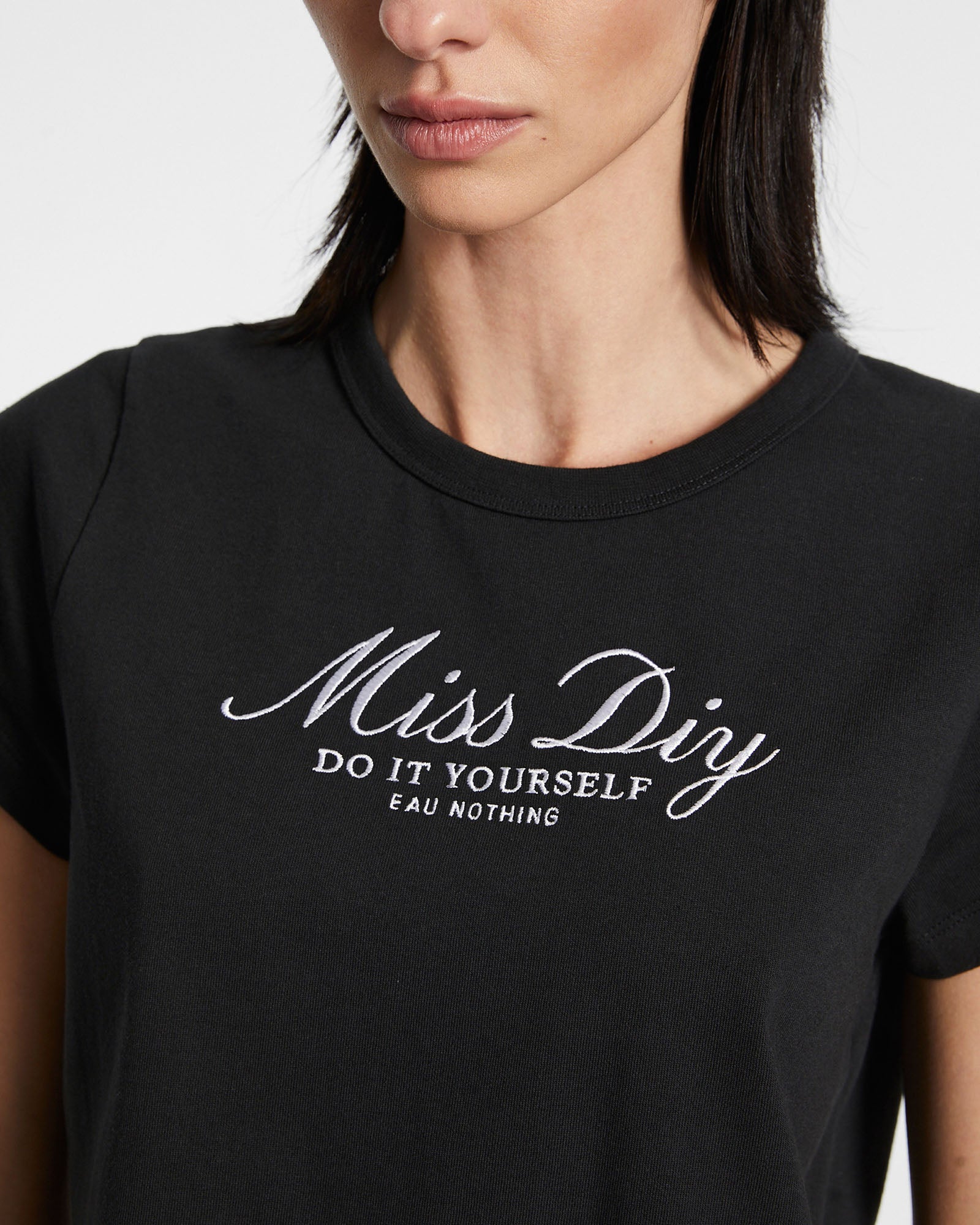 DIY Mini Short Sleeve T-Shirt - Jet Black | Women's Casual Summer Top for Outfits, Travel & Everyday Wear