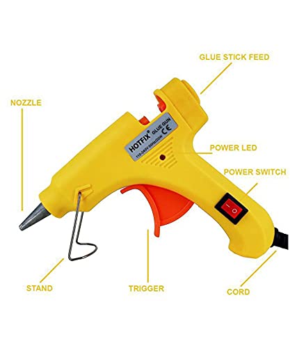 20W Hot Glue Gun with ON/OFF Switch & LED Light - Includes 10 Free Clear Glue Sticks for DIY Crafts, Home Repairs, and Arts & Projects