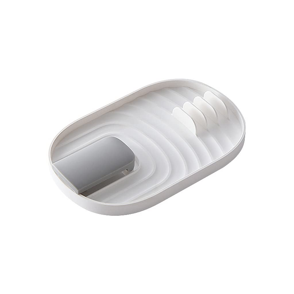 White Non-Slip Kitchen Spoon Holder & Spatula Rest - Durable Tableware Storage Rack for Pots, Lids & Utensils - Perfect Kitchen Organizer for Countertop, Stovetop & Dining Area
