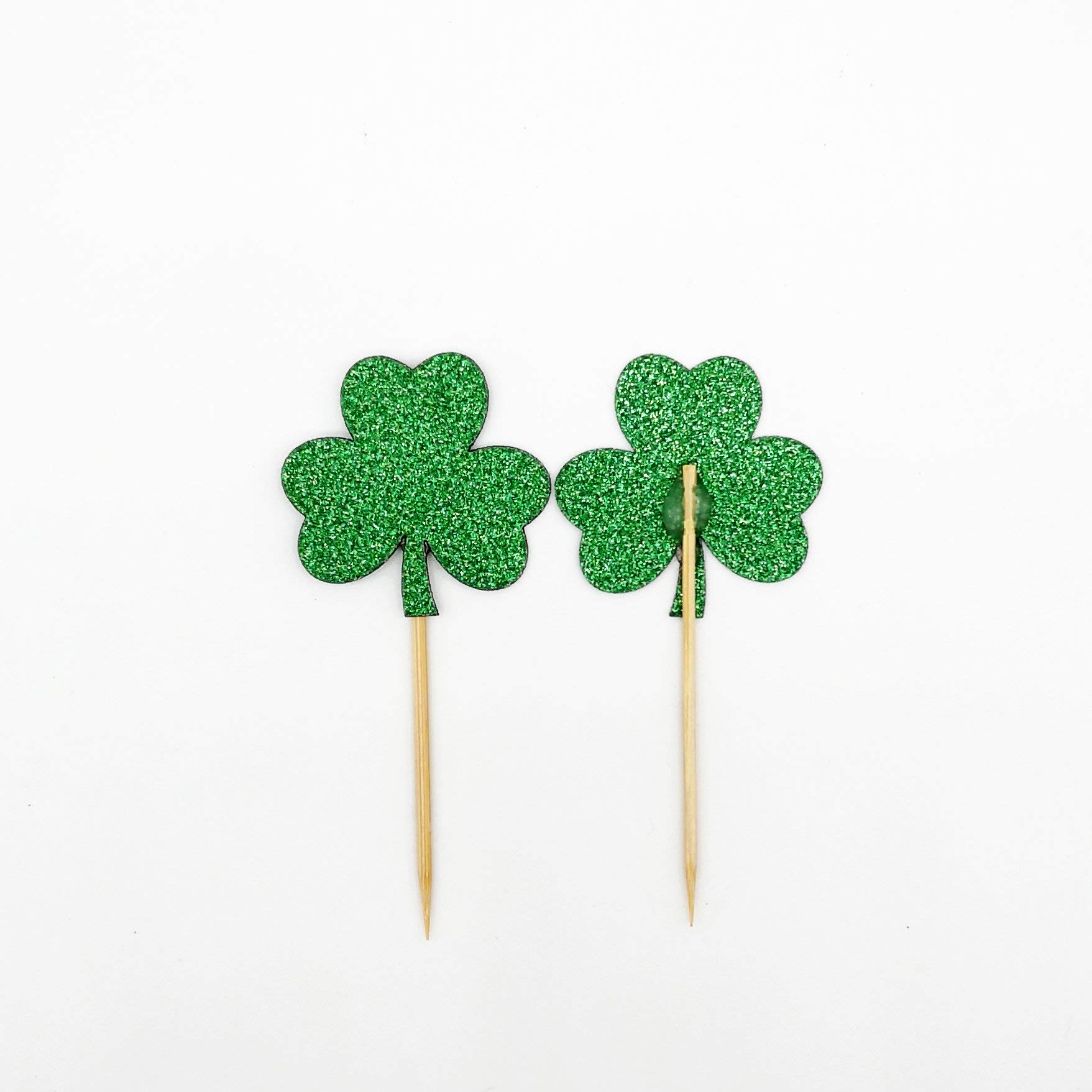 Green Clover Cupcake Toppers for St. Patrick's Day - Festive Party Decorations for Cupcakes, Cakes & Desserts