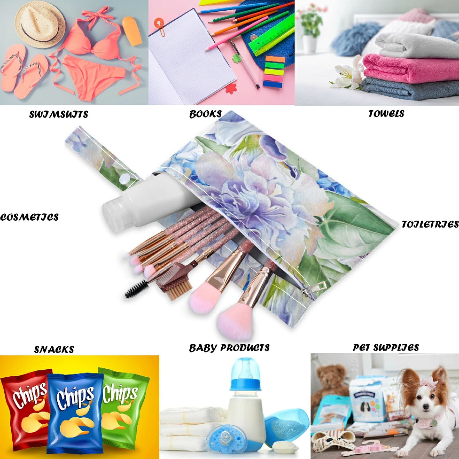 Visesunny 2-Pack Waterproof Wet Bags with Zipper Pockets - Reusable Washable Diaper Bag for Baby Care, Travel & Beach - Perfect for Strollers, Daycare, Gym Clothes, Swimsuits & Toiletries Organization