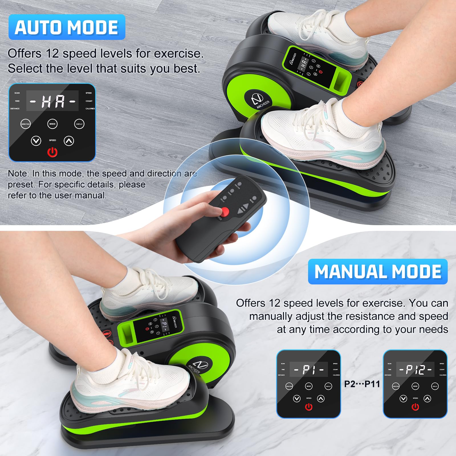 **ANCHEER Under Desk Electric Elliptical Machine - Motorized Leg Exerciser for Seniors & Office Workers, 12 Adjustable Speeds, Fully Assembled - Perfect for Home, Office & Rehab Use**