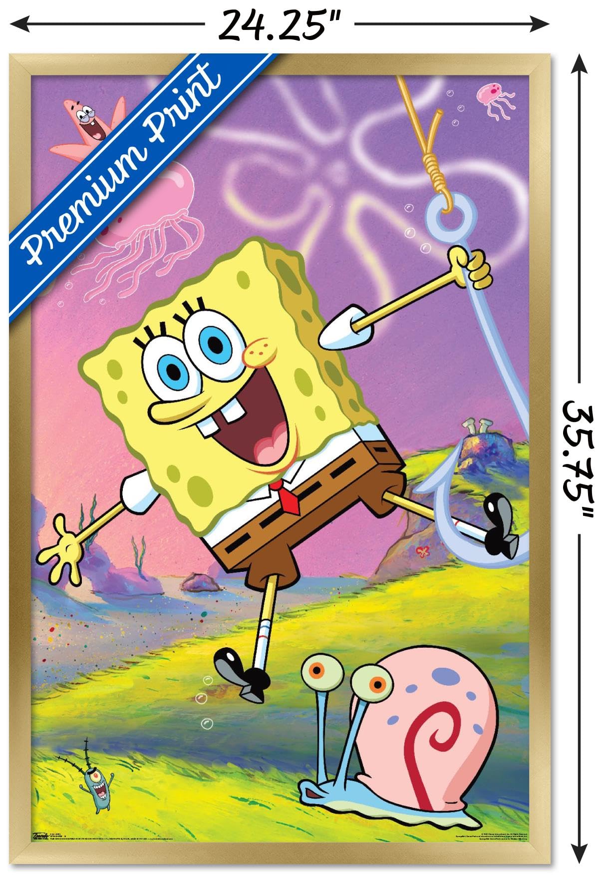Trends International Nickelodeon SpongeBob SquarePants Wall Poster - 22.375 x 34 Inches, Gold Framed Decor for Kids Room, Living Room & Game Room