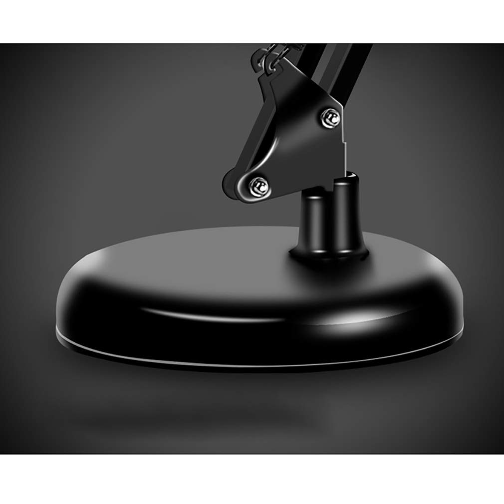 Adjustable Metal Swing Arm Desk Lamp with Interchangeable Base & Clamp - Eye-Caring LED Reading Light for Dorm, Bedroom, Office & Study (Black) - Perfect for Night Reading, Working & Studying