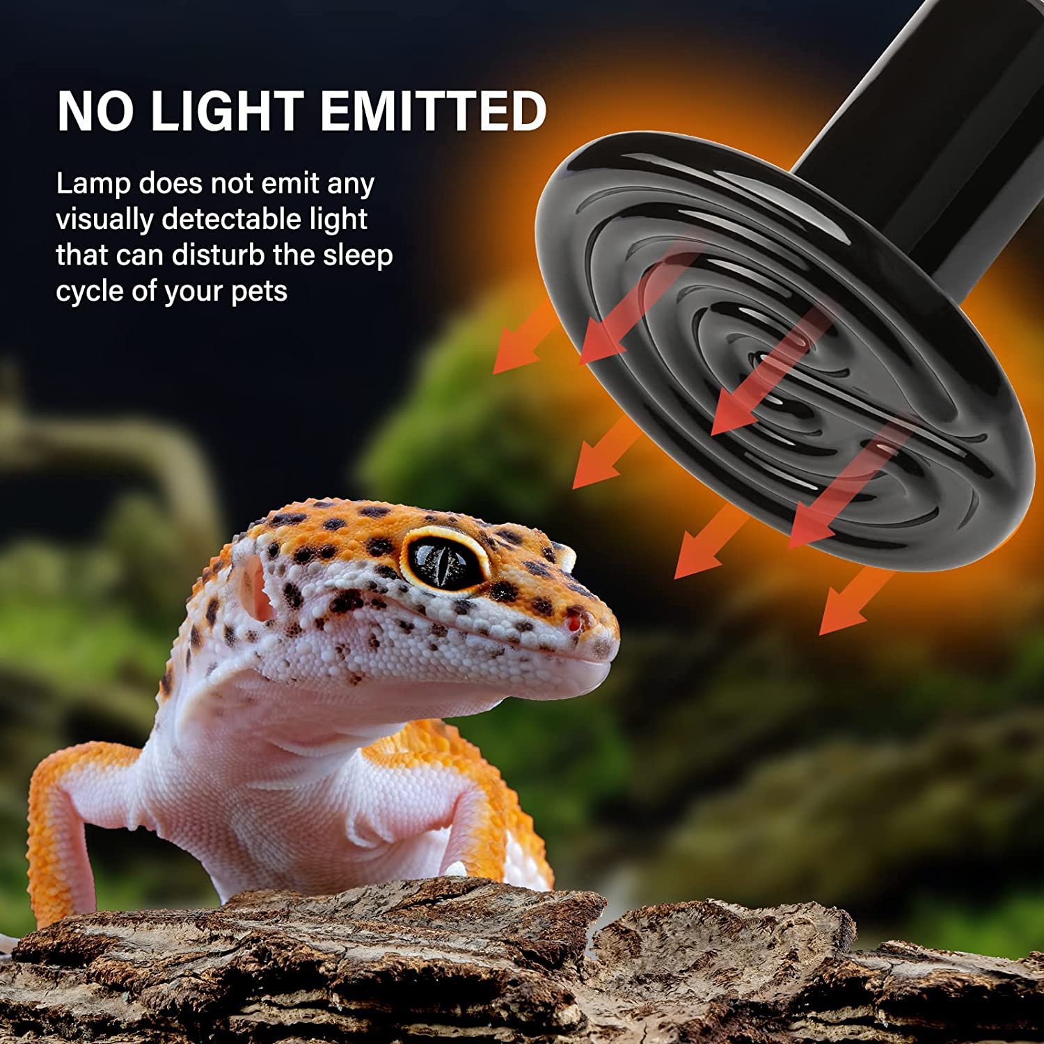 HealSmart 100W Ceramic Heat Emitter Bulbs 2-Pack - No Light Reptile Heating Lamp for Bearded Dragons, Snakes, Turtles & Terrariums | Ideal for Amphibian Pets, Chicken Brooders & Reptile Incubators | Durable Black Heat Bulbs for Nighttime Use