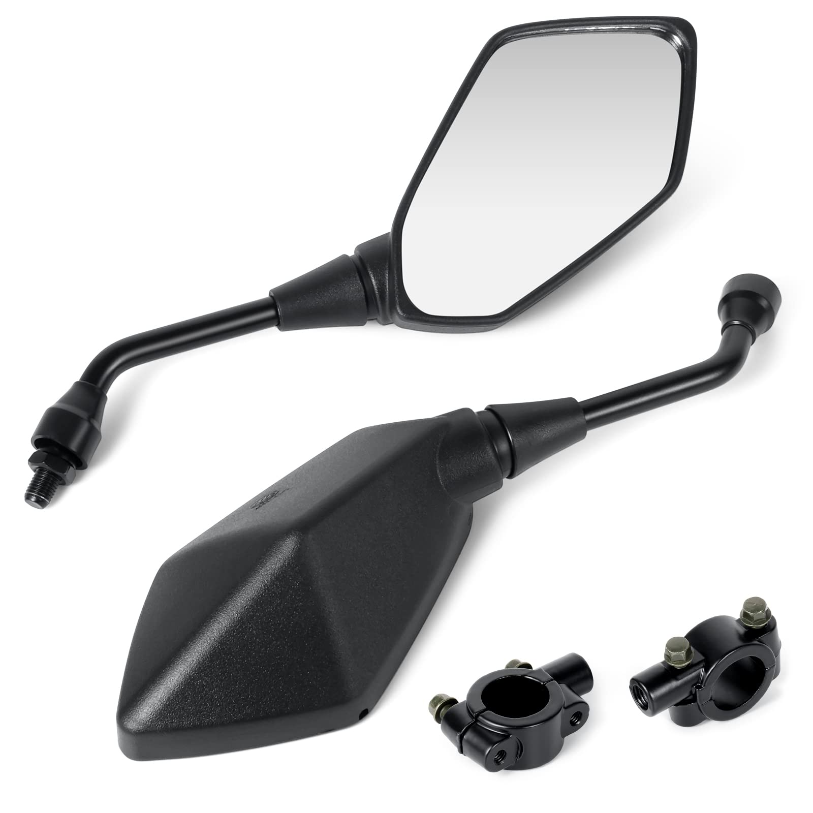Universal Motorcycle Rear View Mirrors - Adjustable Convex Side Mirrors with M10 Bolt & 7/8